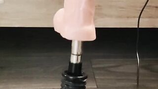 Big white cock getting a foot job from my huge lubed up clean soles ( fuck machine) dildo
