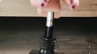 Big white cock getting a foot job from my huge lubed up clean soles ( fuck machine) dildo