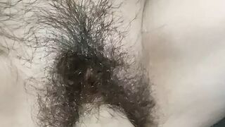 Hairy puss Love big dildo