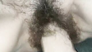 Hairy puss Love big dildo