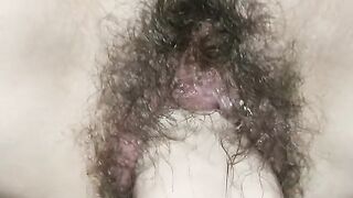 Hairy puss Love big dildo