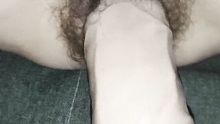Hairy puss Love big dildo