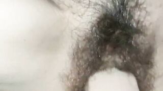 Hairy puss Love big dildo