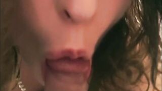 Undressing so I can suck on FAT dildo