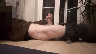 TEASER: Big cock masturbated by the balcony until cumming over myself. Video out 19/11/24