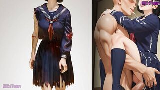 Hinako Shimizu Anime - Silent Hill F Uniform Blow Job with a man