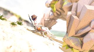 Belle gets fucked hard in both holes by Ethereal Monsters on the Beach